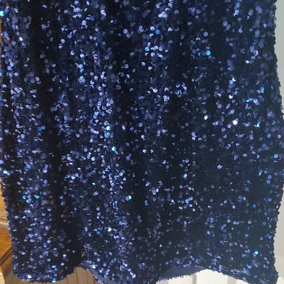 Princess Polly Club Classic Strapless Blue Sequin Dress - Picture 5 of 11